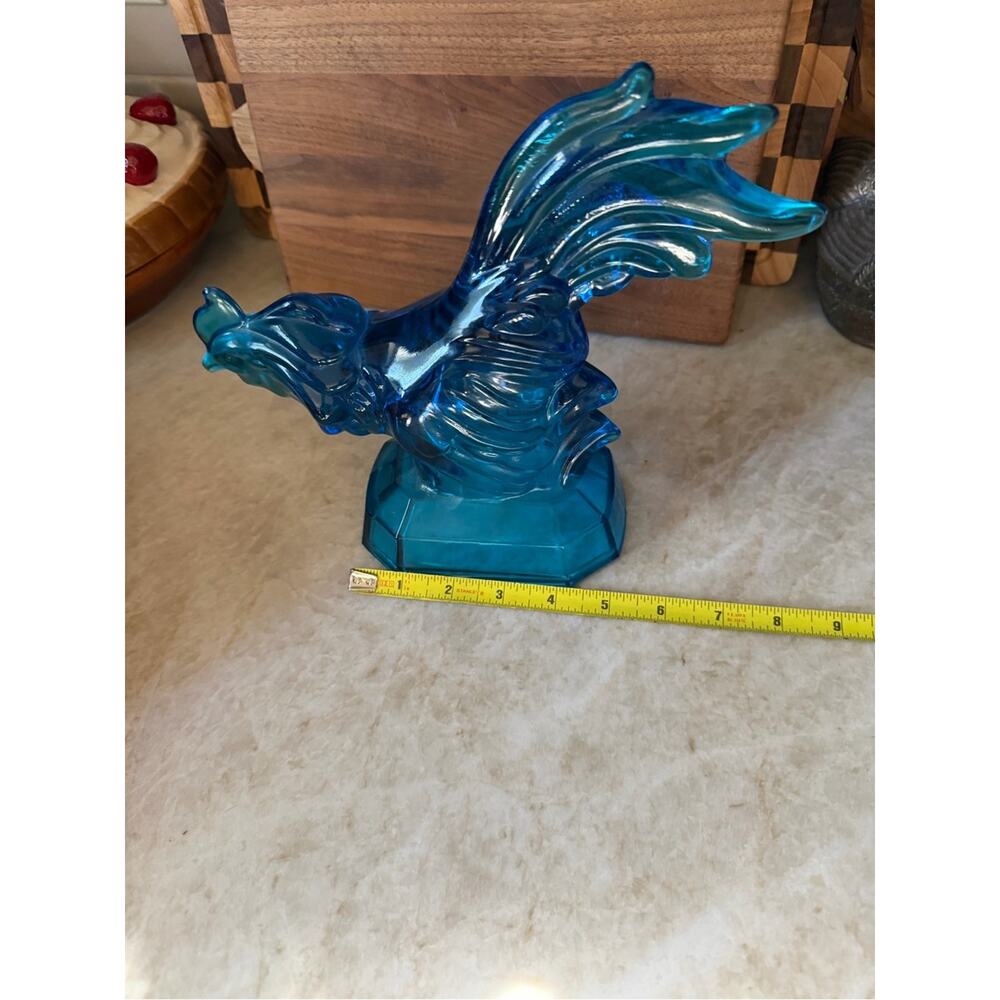 Vintage L.E. Smith Glass Blue Rooster - Picture 6 of 13
